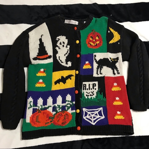 Karen Scott Sweaters - Vintage Karen Scott Halloween Cardigan Sweater, MD